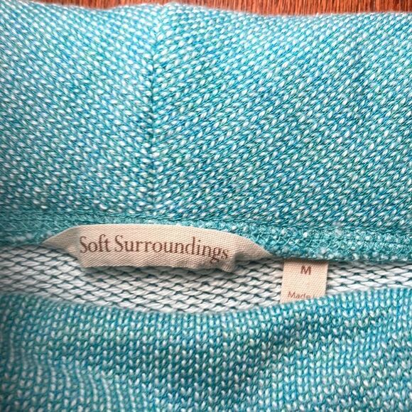 SOFT SURROUNDINGS Sz L Santorini Shores Pullover 3/4 Sleeve Teal Heather - Picture 5 of 11